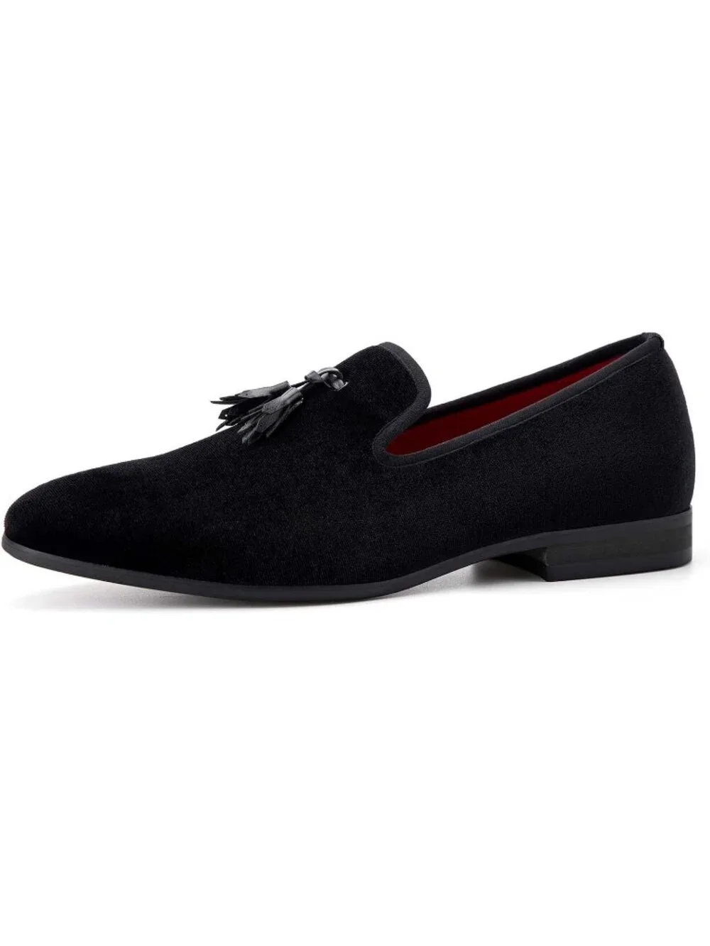 JITAI Men's Black129 Rubber Loafers Tassel Spikes Comfortable Wedding Prom Shoes